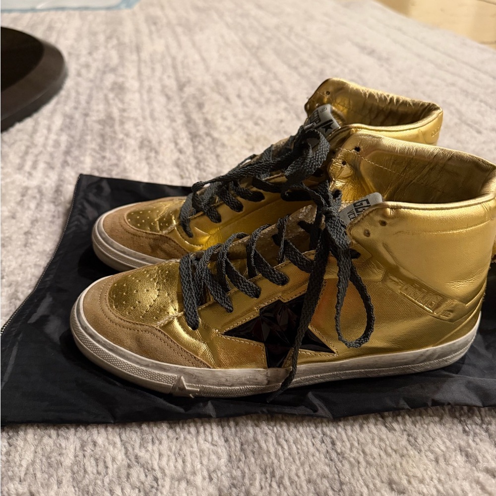 Golden Goose - Golden High-Top Sneakers with Star Detail